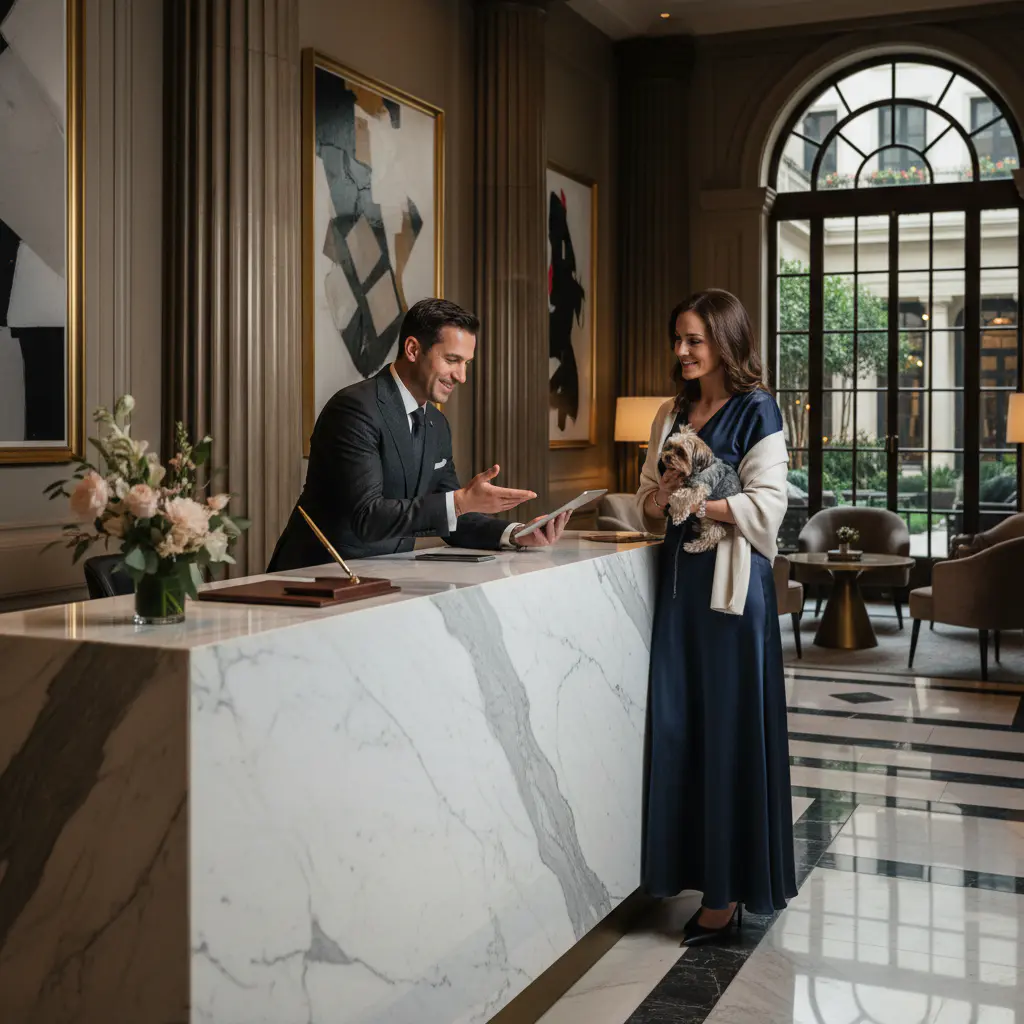 Concierge assisting a resident